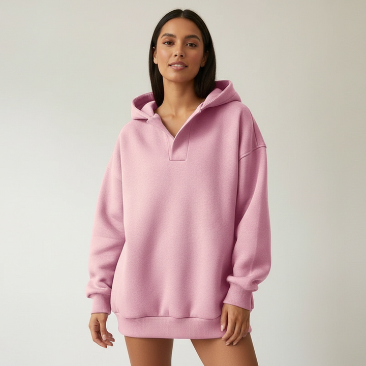Dames Oversized Hoodie – Capuchon met Losvallende Comfortabele Pasvorm Roze / S - AIDA LENA