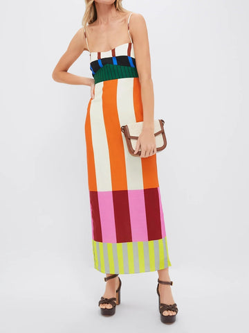 Paloma | Maxi Abito Colorato a Righe 0