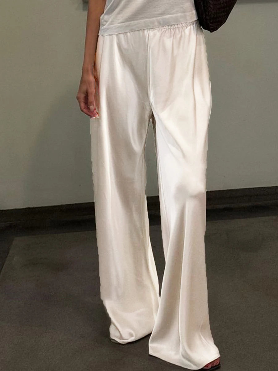 Pantaloni Donna | Palazzo in Raso con Vita Elastica & Gamba Dritta