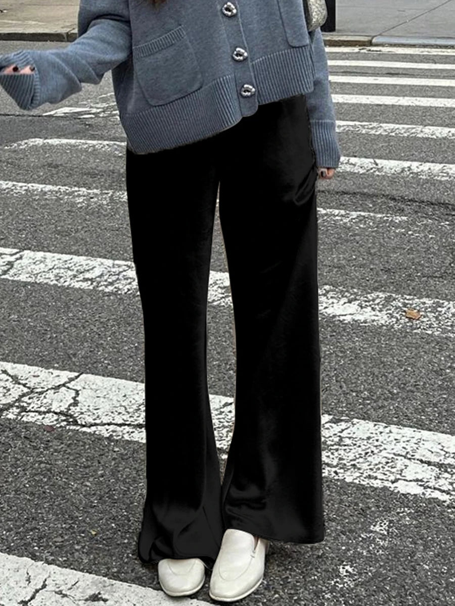 Pantaloni Donna | Palazzo in Raso con Vita Elastica & Gamba Dritta