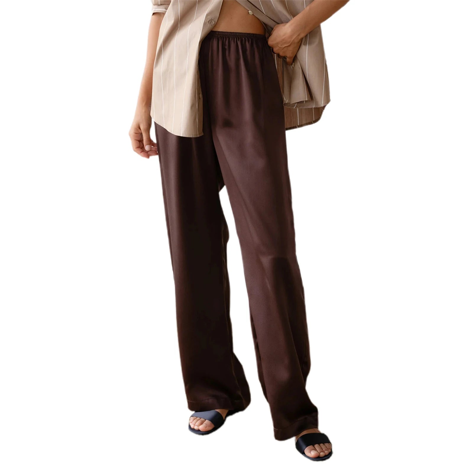 Pantaloni Donna | Palazzo in Raso con Vita Elastica & Gamba Dritta