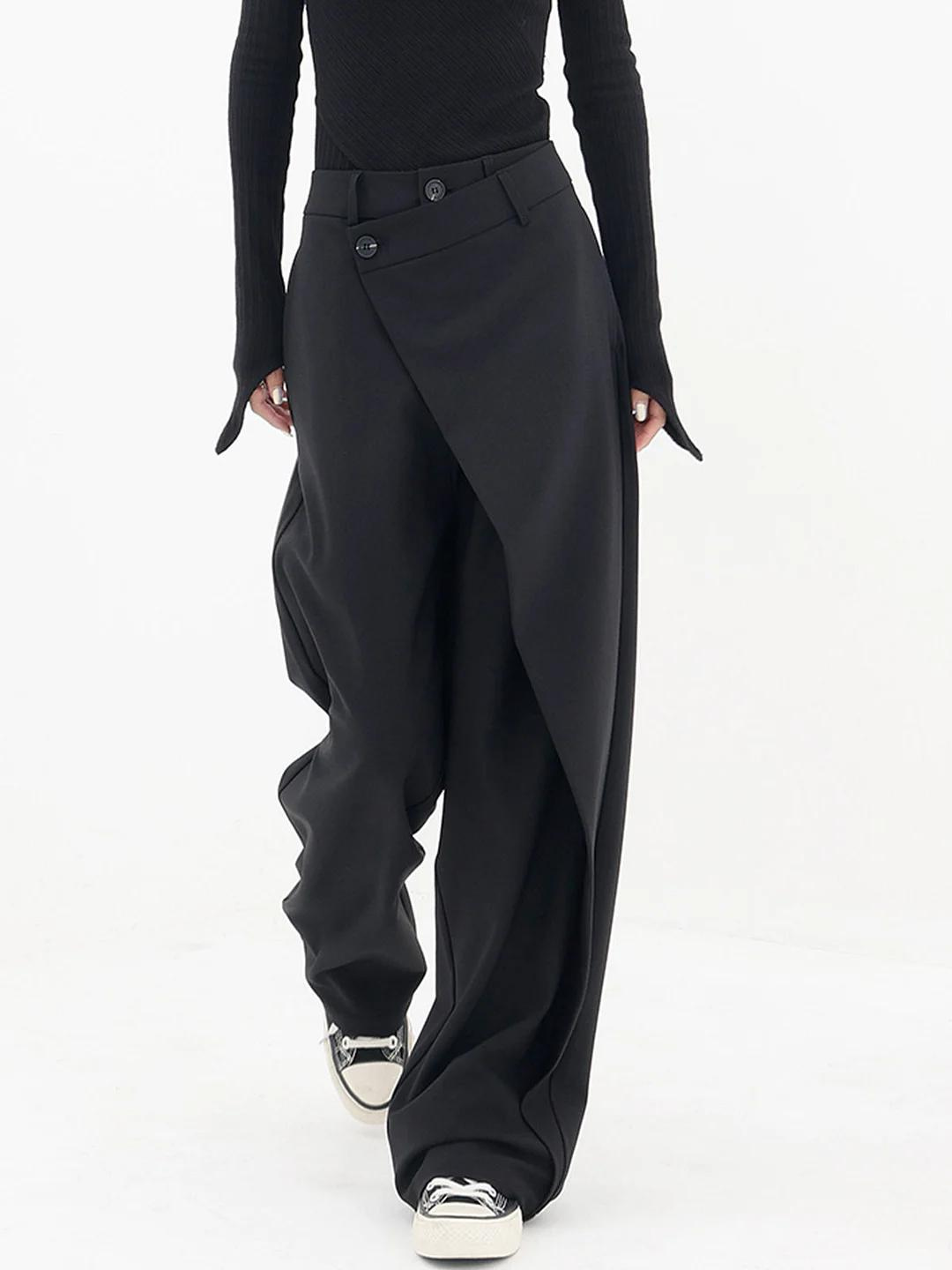 Pantaloni Donna a Gamba Larga | Chiusura Asimmetrica & Design Sartoriale