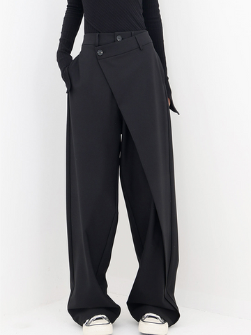 Pantaloni Donna a Gamba Larga | Chiusura Asimmetrica & Design Sartoriale