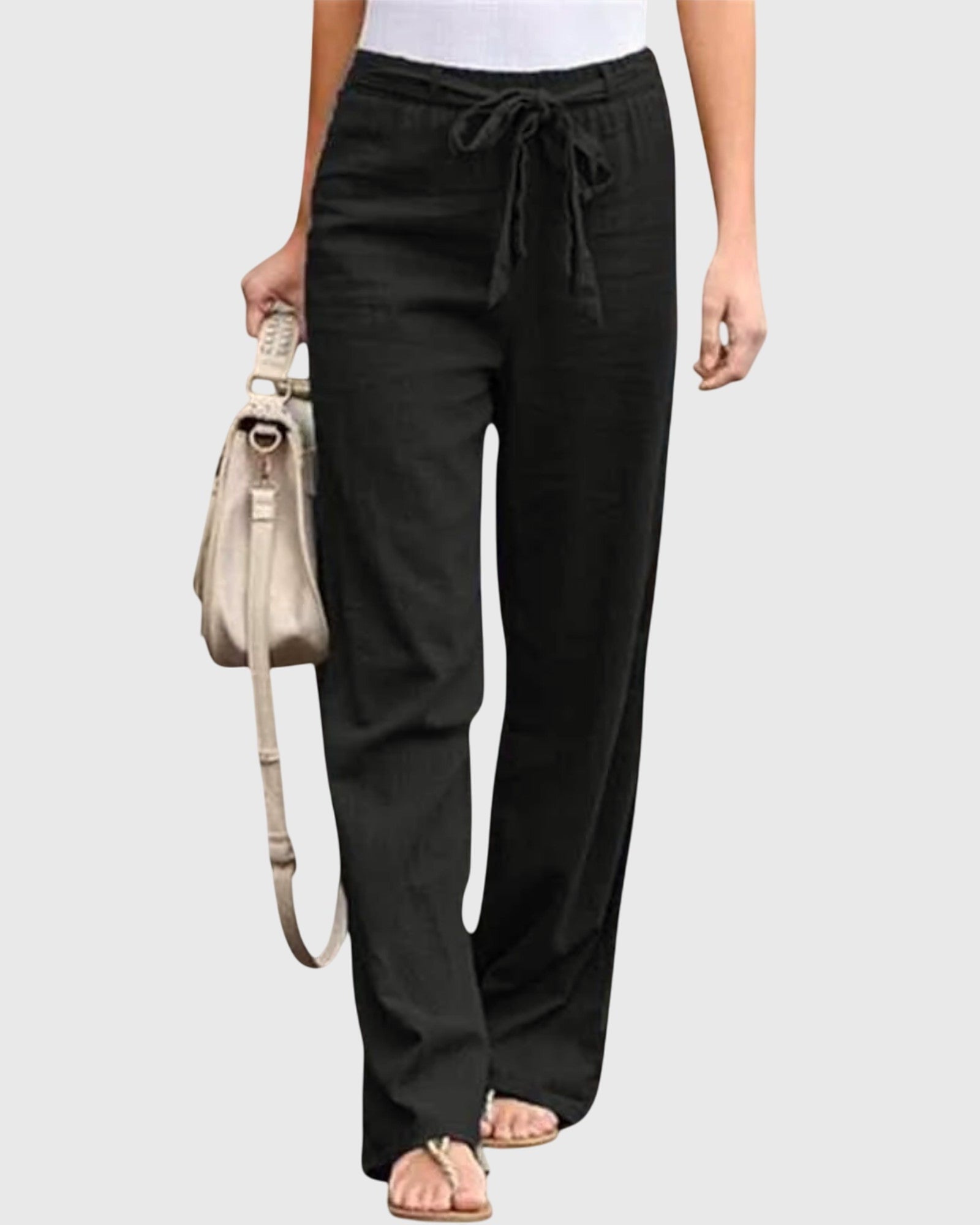 Pantaloni Donna a Vita Alta | Gamba Larga & Fiocco in Vita