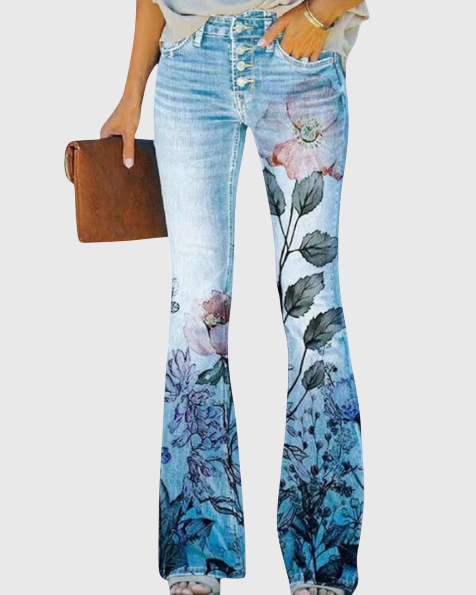 Pantaloni Donna a Zampa | Stampa Floreale & Vita Alta