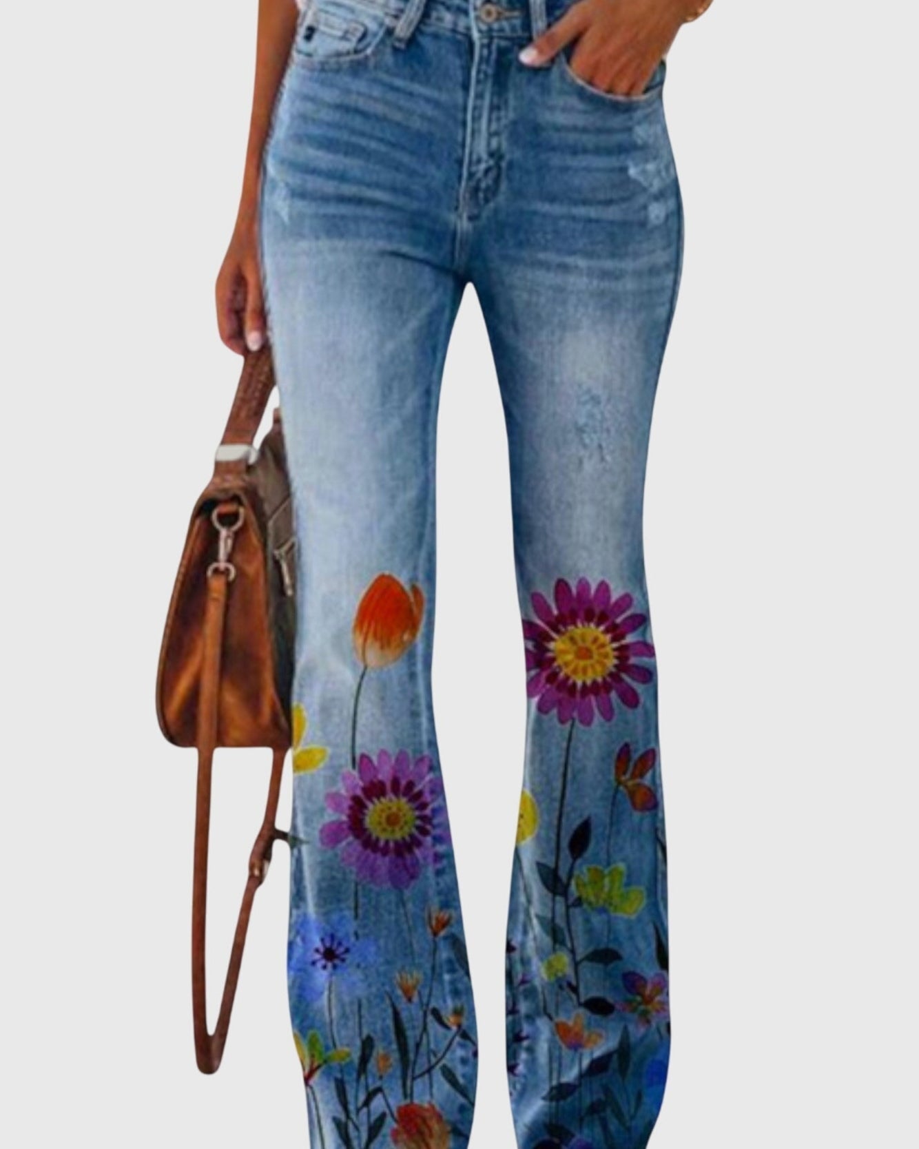 Pantaloni Donna a Zampa | Stampa Floreale & Vita Alta
