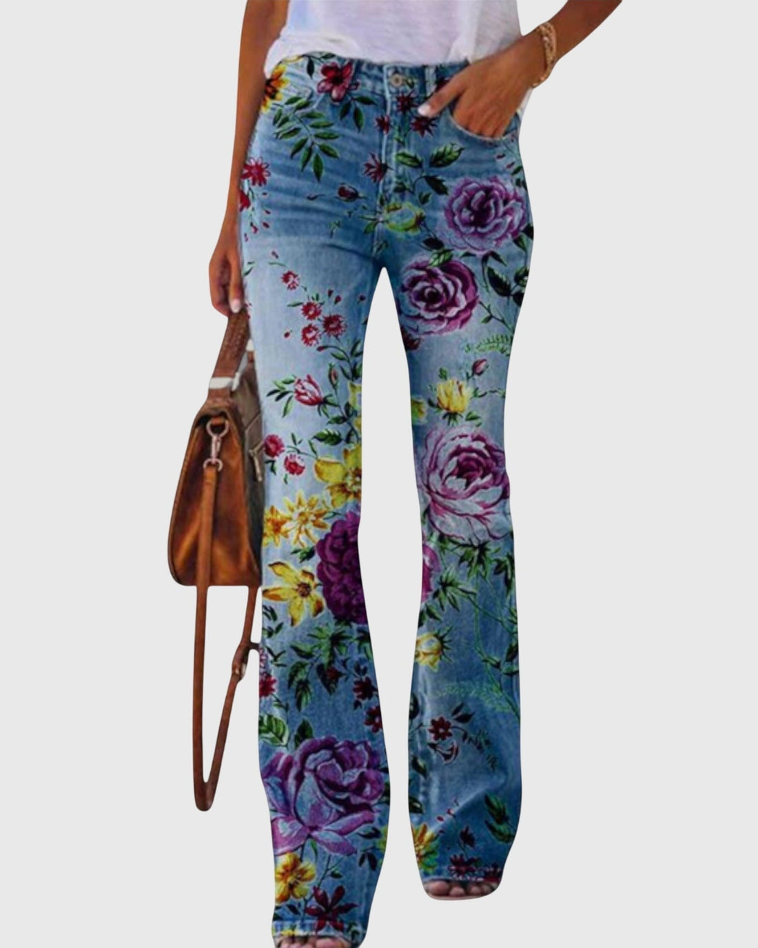 Pantaloni Donna a Zampa | Stampa Floreale & Vita Alta