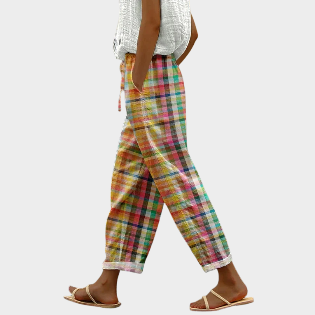Women's Summer Trousers | Multicoloured Tartan & Comfort