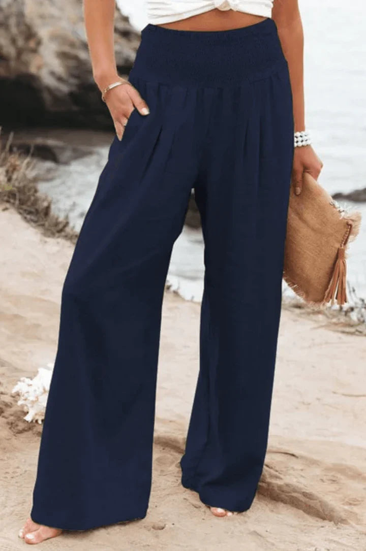 Pantaloni Palazzo Donna | Vita Smock Elasticizzata & Gamba Larga Fluida