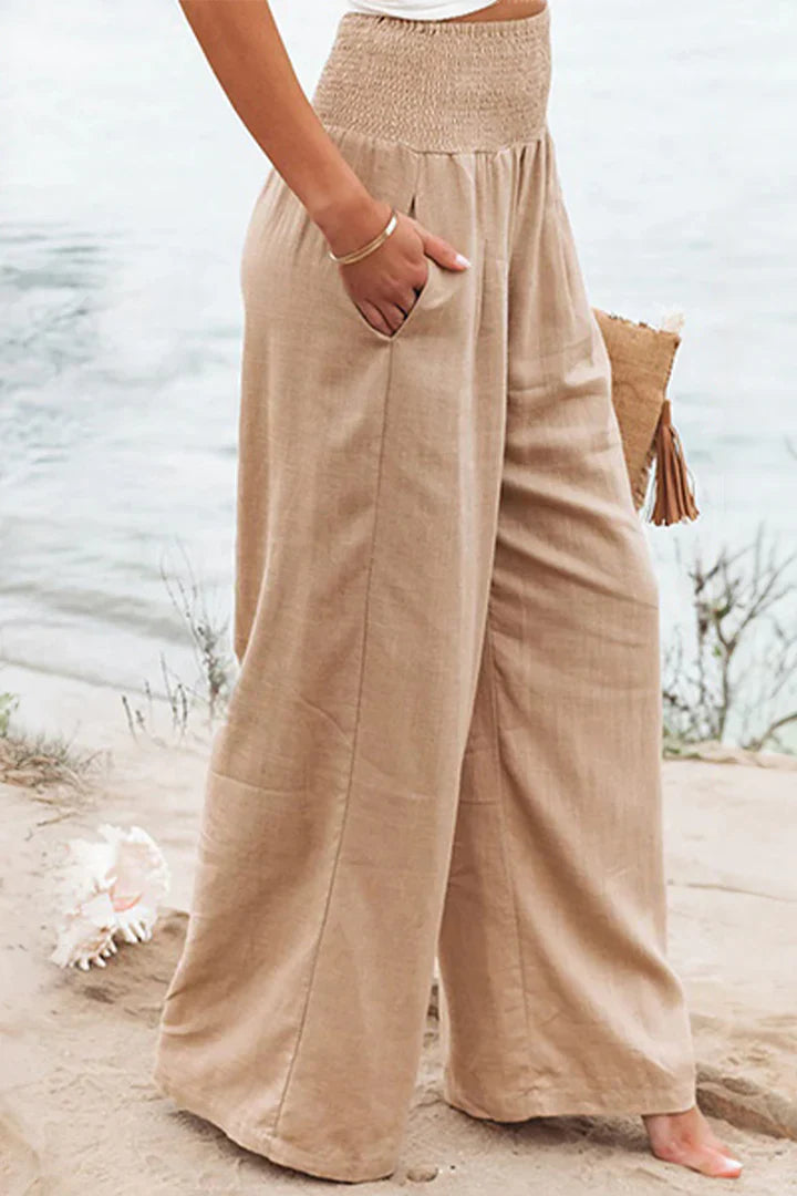 Pantaloni Palazzo Donna | Vita Smock Elasticizzata & Gamba Larga Fluida