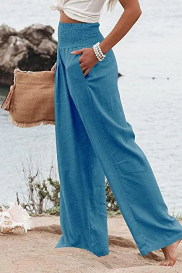 Pantaloni Palazzo Donna | Vita Smock Elasticizzata & Gamba Larga Fluida