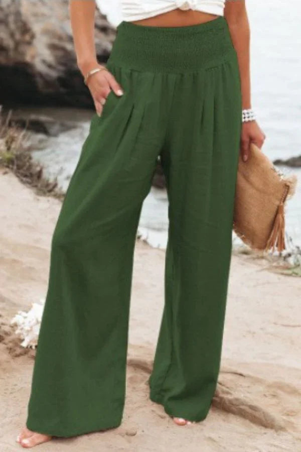 Pantaloni Palazzo Donna | Vita Smock Elasticizzata & Gamba Larga Fluida