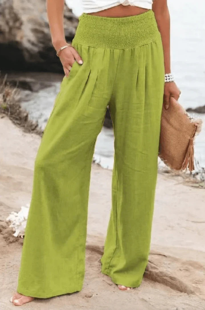 Pantaloni Palazzo Donna | Vita Smock Elasticizzata & Gamba Larga Fluida