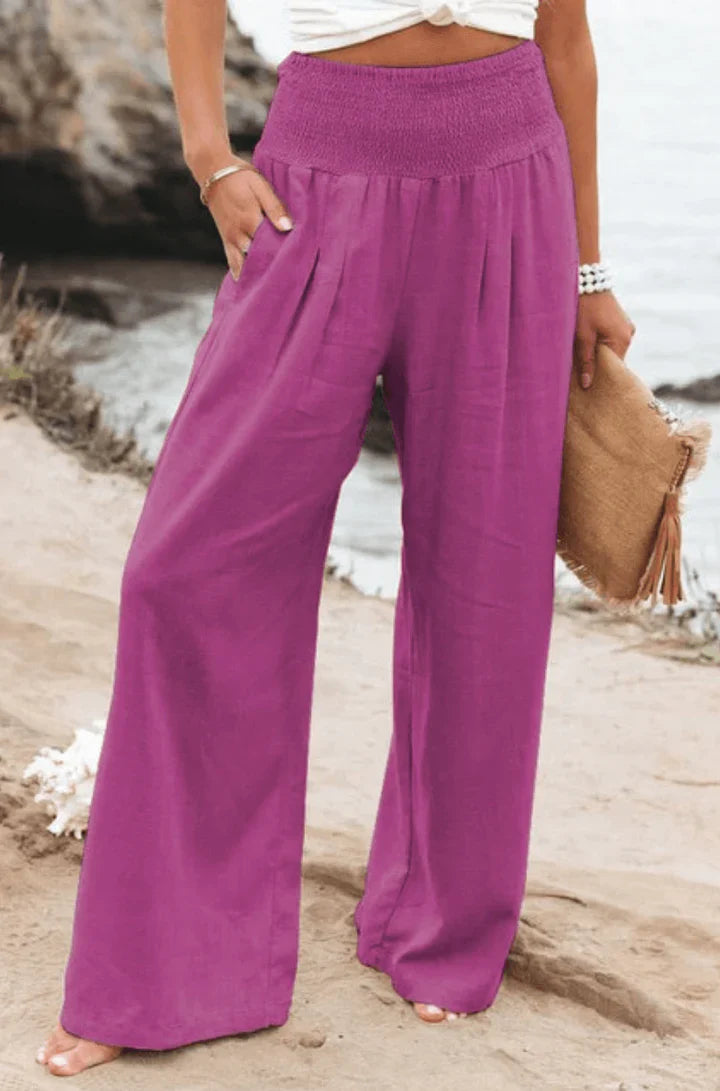 Pantaloni Palazzo Donna | Vita Smock Elasticizzata & Gamba Larga Fluida