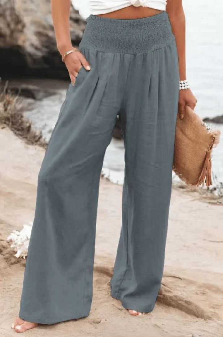 Pantaloni Palazzo Donna | Vita Smock Elasticizzata & Gamba Larga Fluida