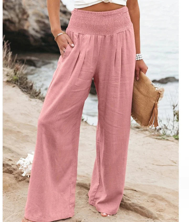 Pantaloni Palazzo Donna | Vita Smock Elasticizzata & Gamba Larga Fluida