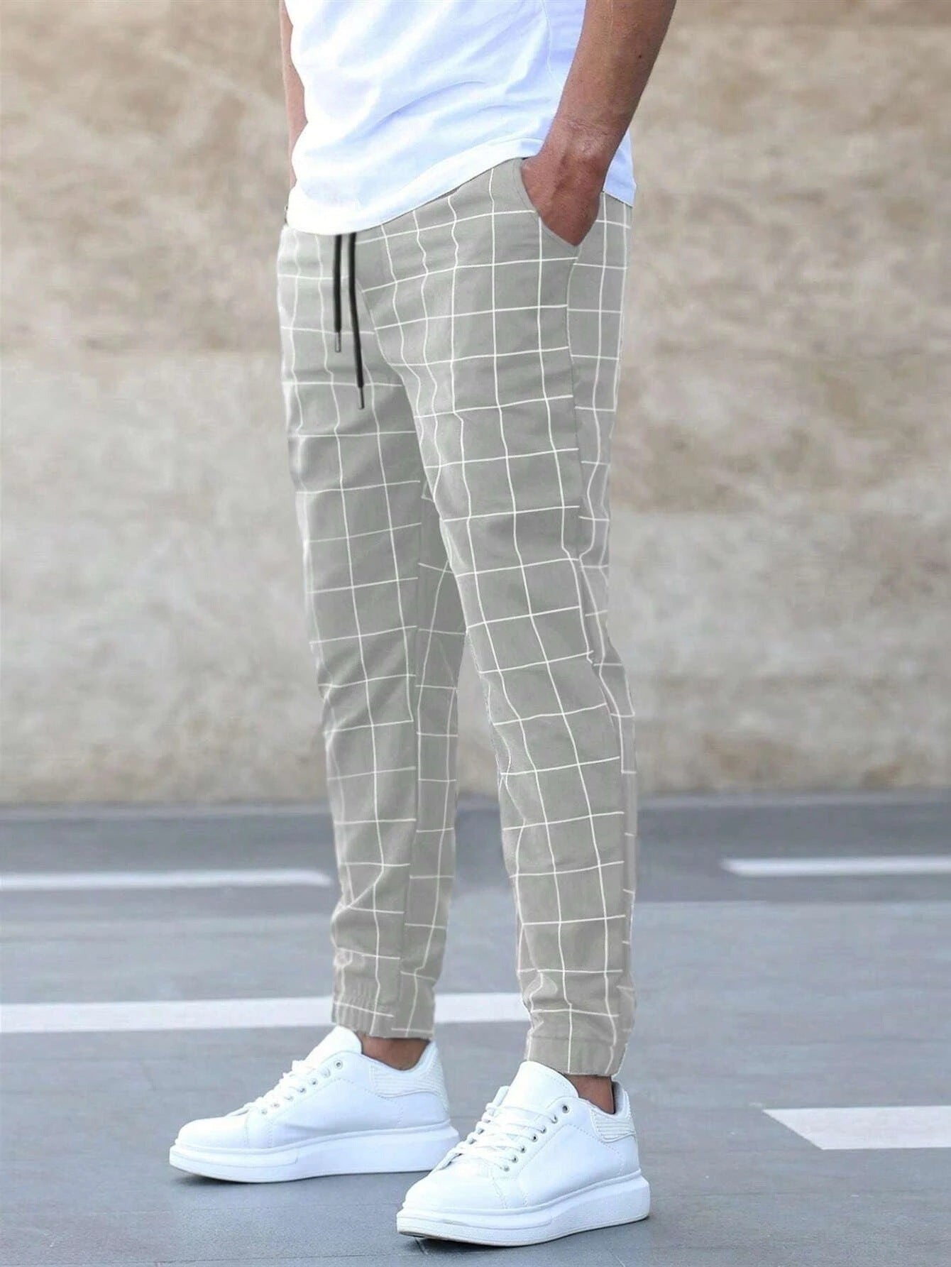 Pantaloni Uomo Jogger | Fantasia a Quadri & Vita Elasticizzata