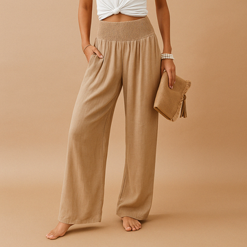 Pantaloni da donna a gamba ampia con vita elastica - Fluidi e comodi 0