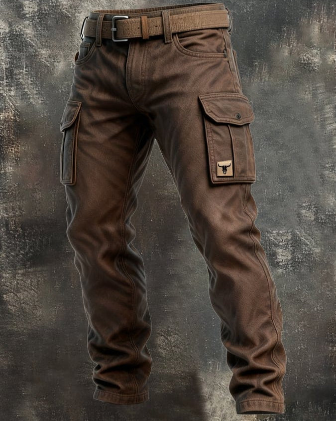 Pantaloni utility da uomo con tasche multiple e cuciture rinforzate 0