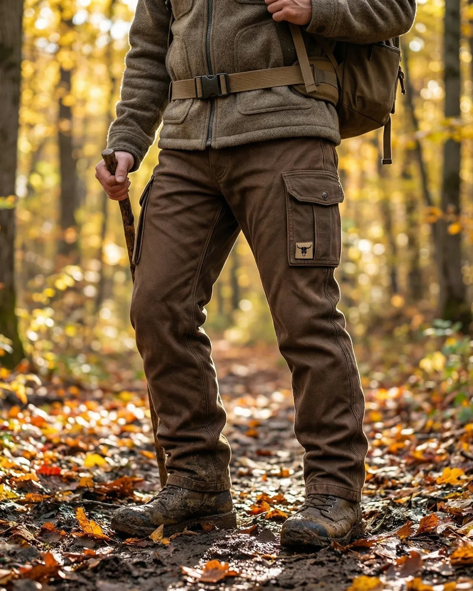 Pantaloni utility da uomo con tasche multiple e cuciture rinforzate 1