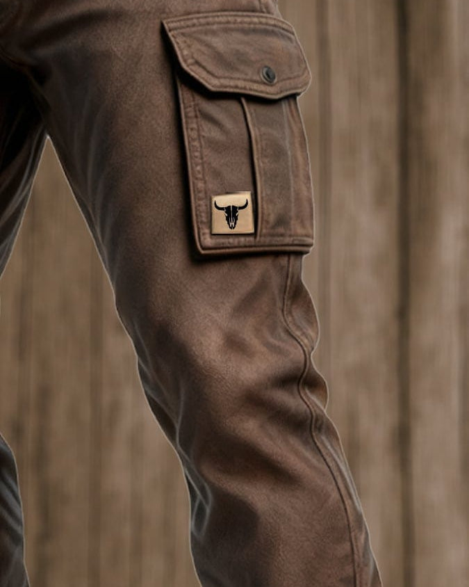 Pantaloni utility da uomo con tasche multiple e cuciture rinforzate 2
