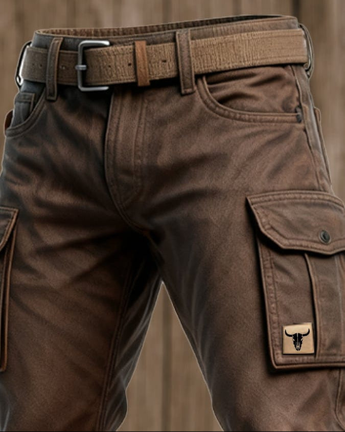Pantaloni utility da uomo con tasche multiple e cuciture rinforzate 3