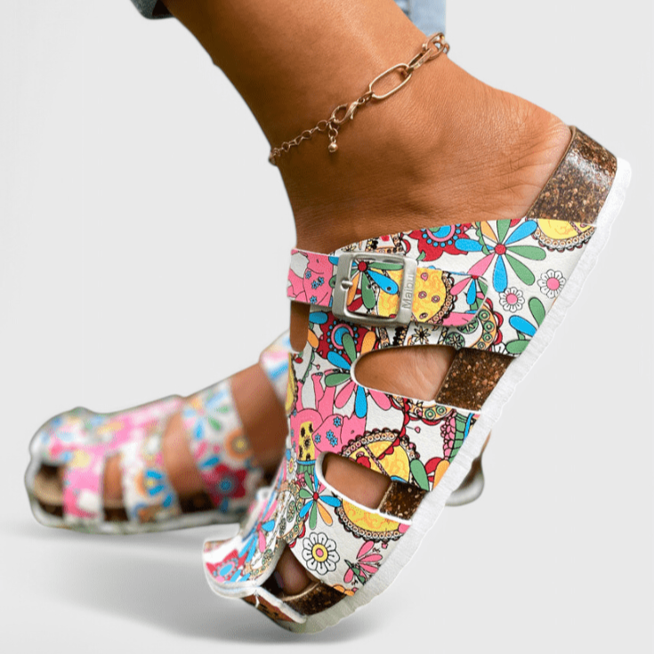 Pantofole Estive Donna | Fantasia Floreale & Suola in Sughero