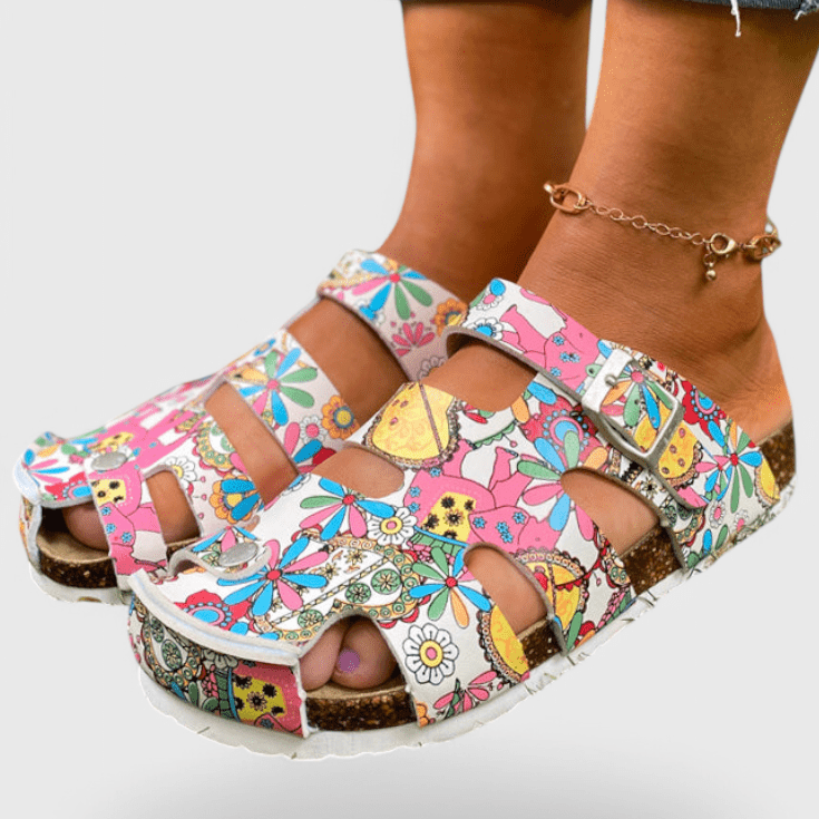 Pantofole Estive Donna | Fantasia Floreale & Suola in Sughero