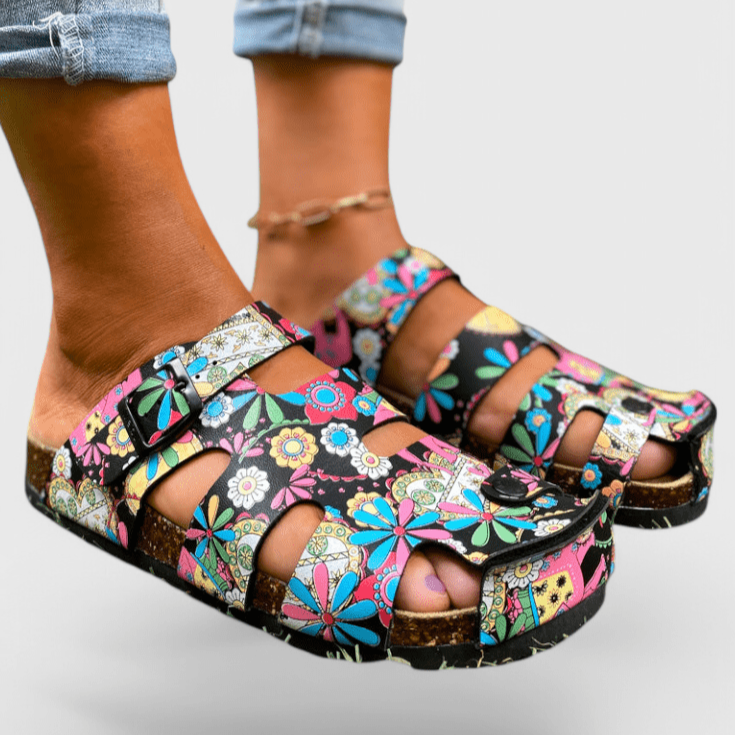 Pantofole Estive Donna | Fantasia Floreale & Suola in Sughero