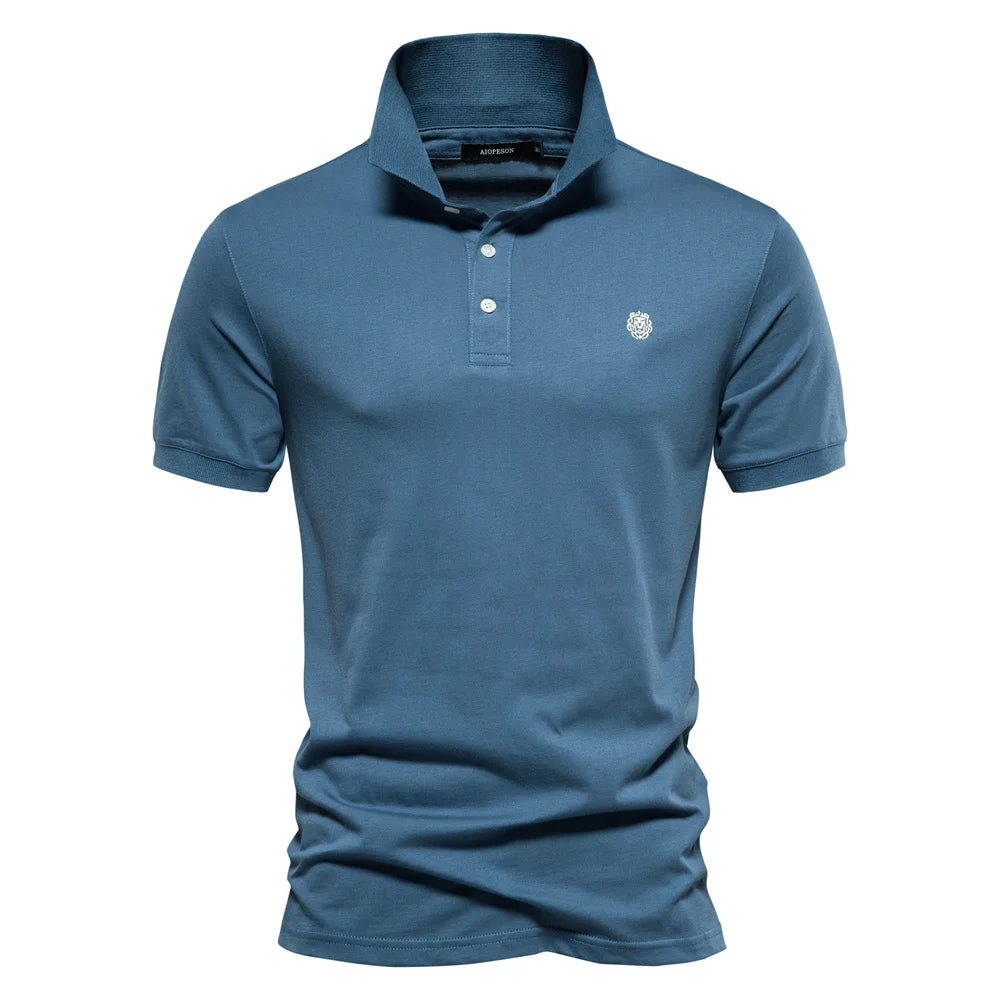 Polo Uomo Elegante | Placket a Due Bottoni & Ricamo Logo sul Petto