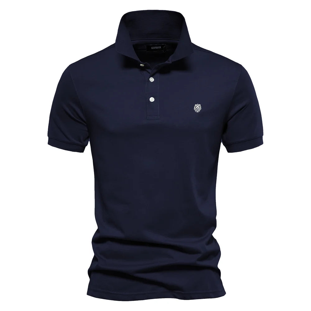 Polo Uomo Elegante | Placket a Due Bottoni & Ricamo Logo sul Petto