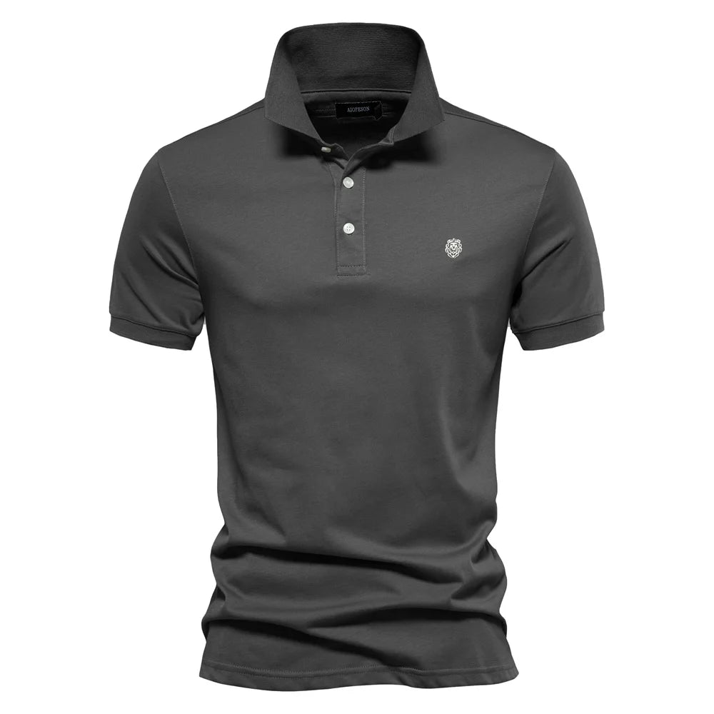 Polo Uomo Elegante | Placket a Due Bottoni & Ricamo Logo sul Petto