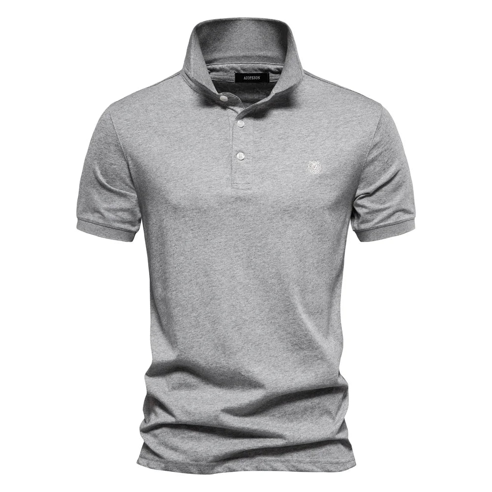 Polo Uomo Elegante | Placket a Due Bottoni & Ricamo Logo sul Petto