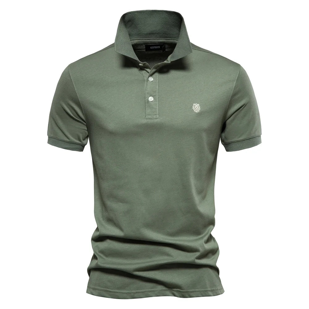 Polo Uomo Elegante | Placket a Due Bottoni & Ricamo Logo sul Petto