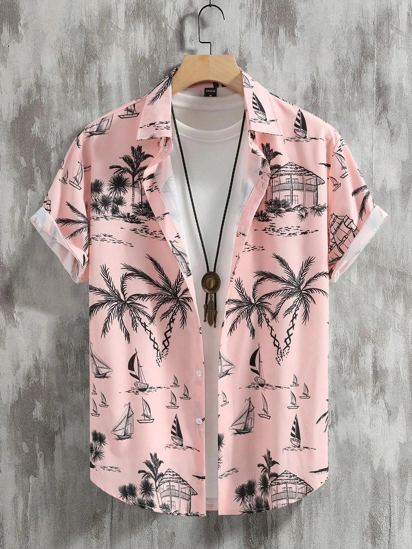 Polo Uomo Estiva | Stampa Tropicale & Maniche Corte con Risvolto