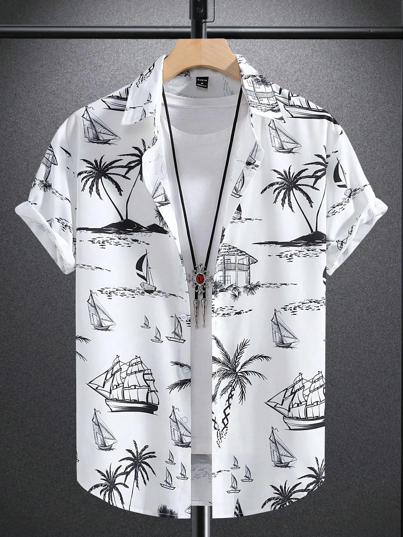Polo Uomo Estiva | Stampa Tropicale & Maniche Corte con Risvolto