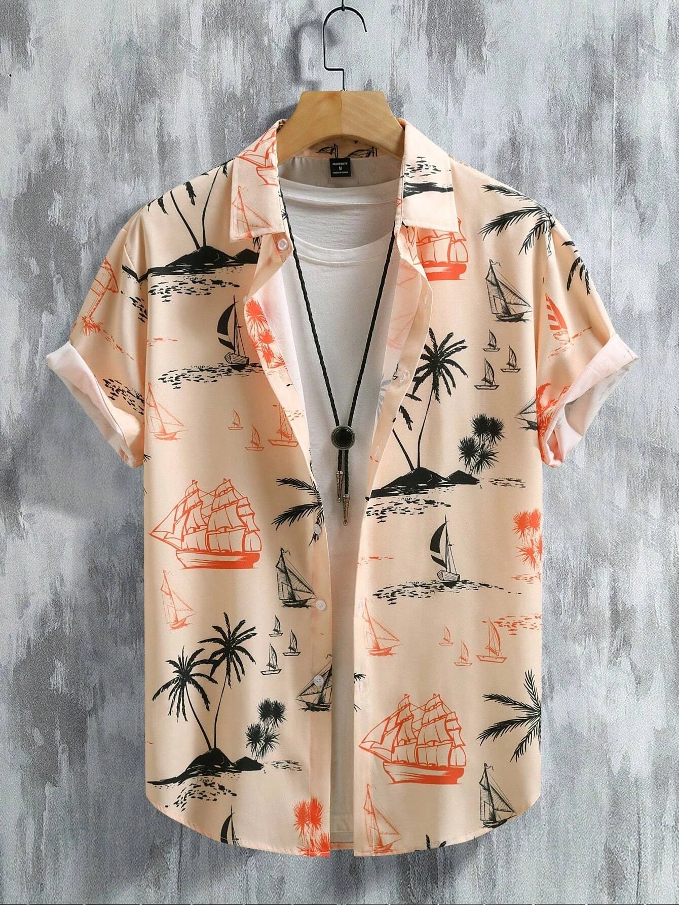 Polo Uomo Estiva | Stampa Tropicale & Maniche Corte con Risvolto