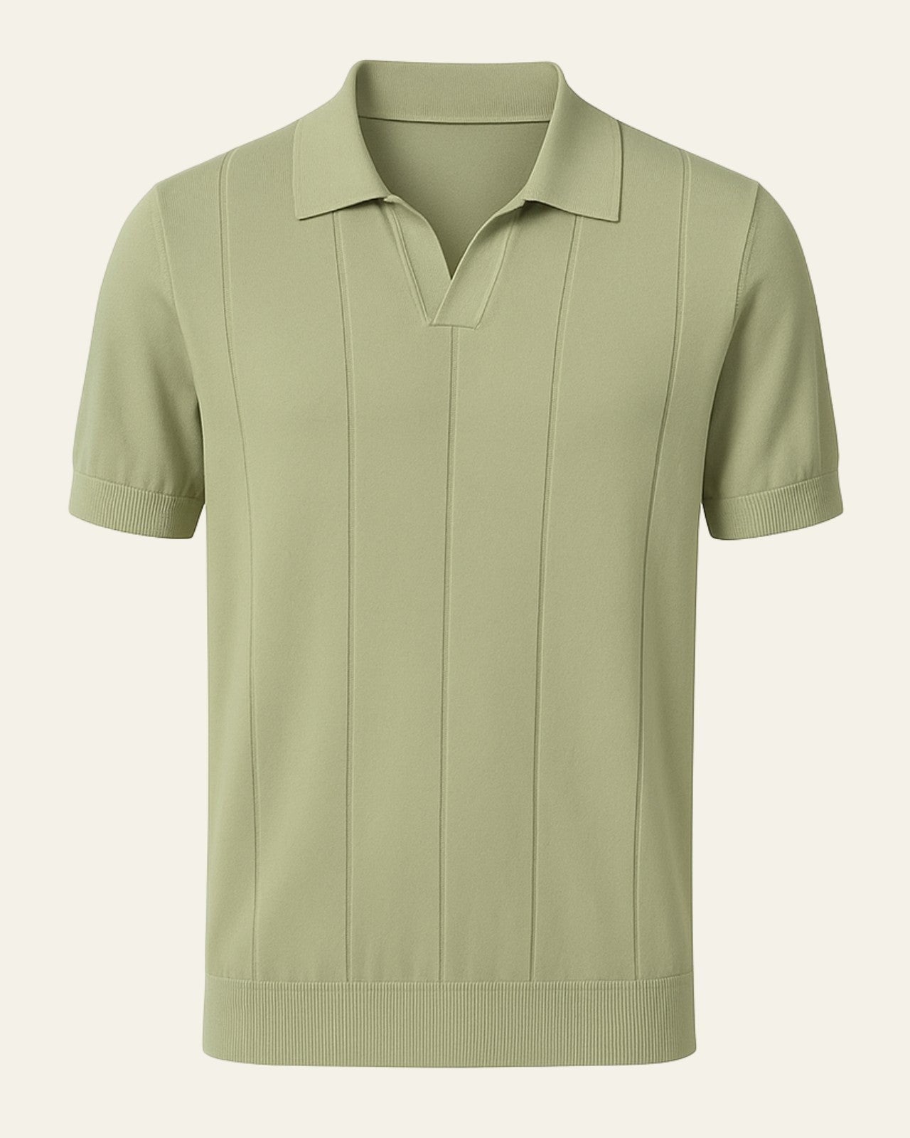 Polo Uomo | Maglia a Coste & Colletto Aperto Senza Bottoni