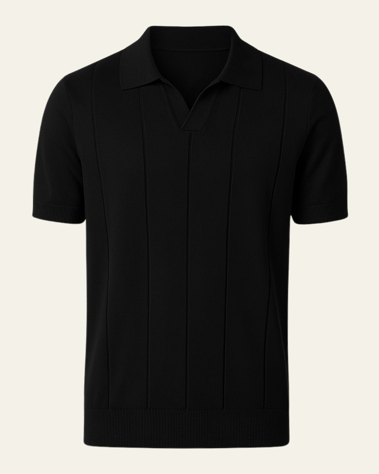 Polo Uomo | Maglia a Coste & Colletto Aperto Senza Bottoni