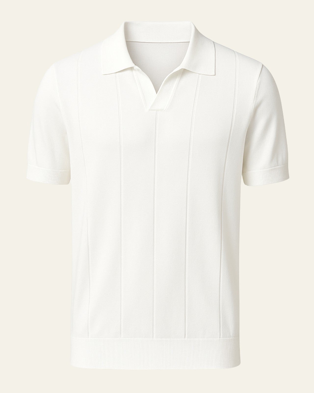 Polo Uomo | Maglia a Coste & Colletto Aperto Senza Bottoni