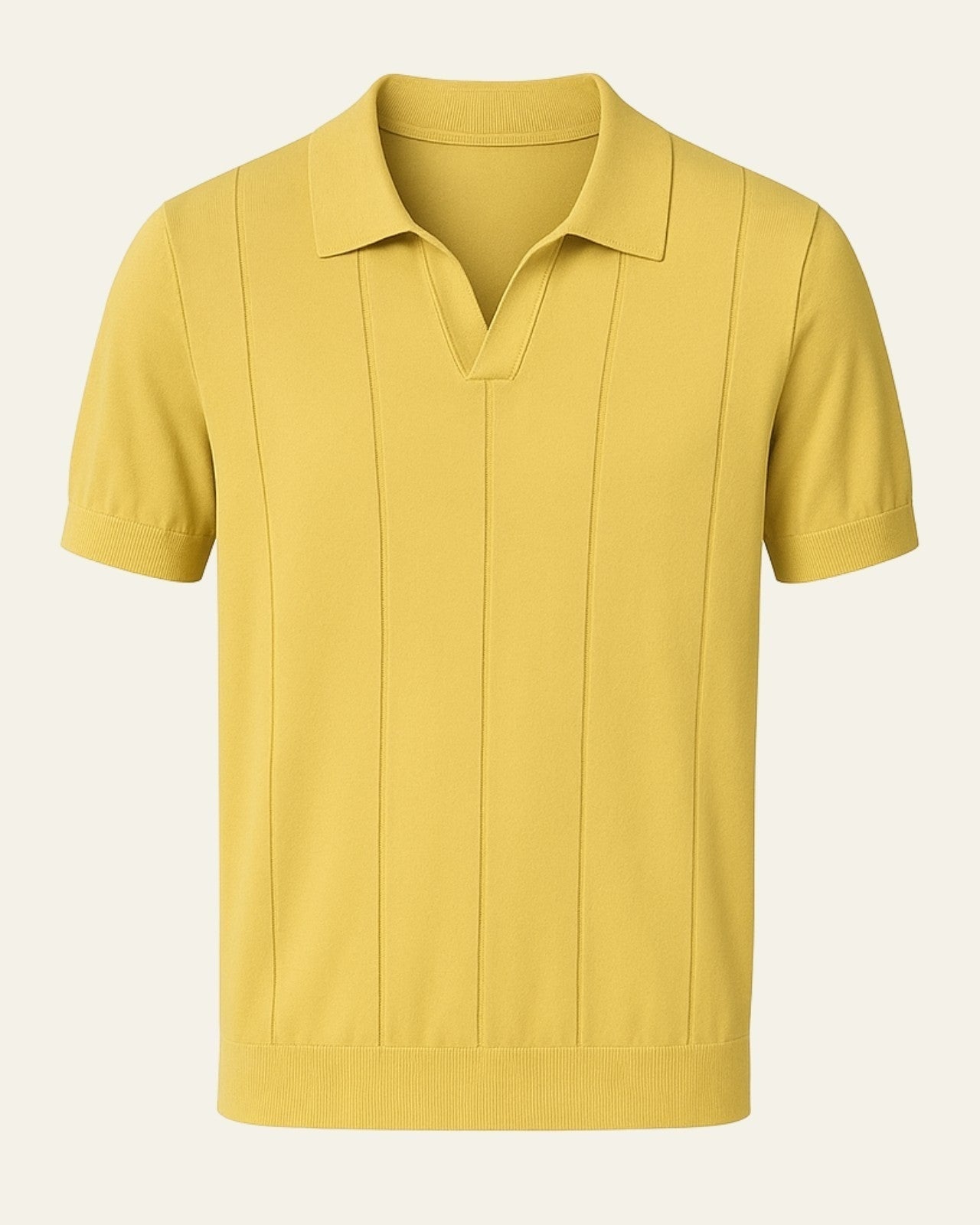 Polo Uomo | Maglia a Coste & Colletto Aperto Senza Bottoni