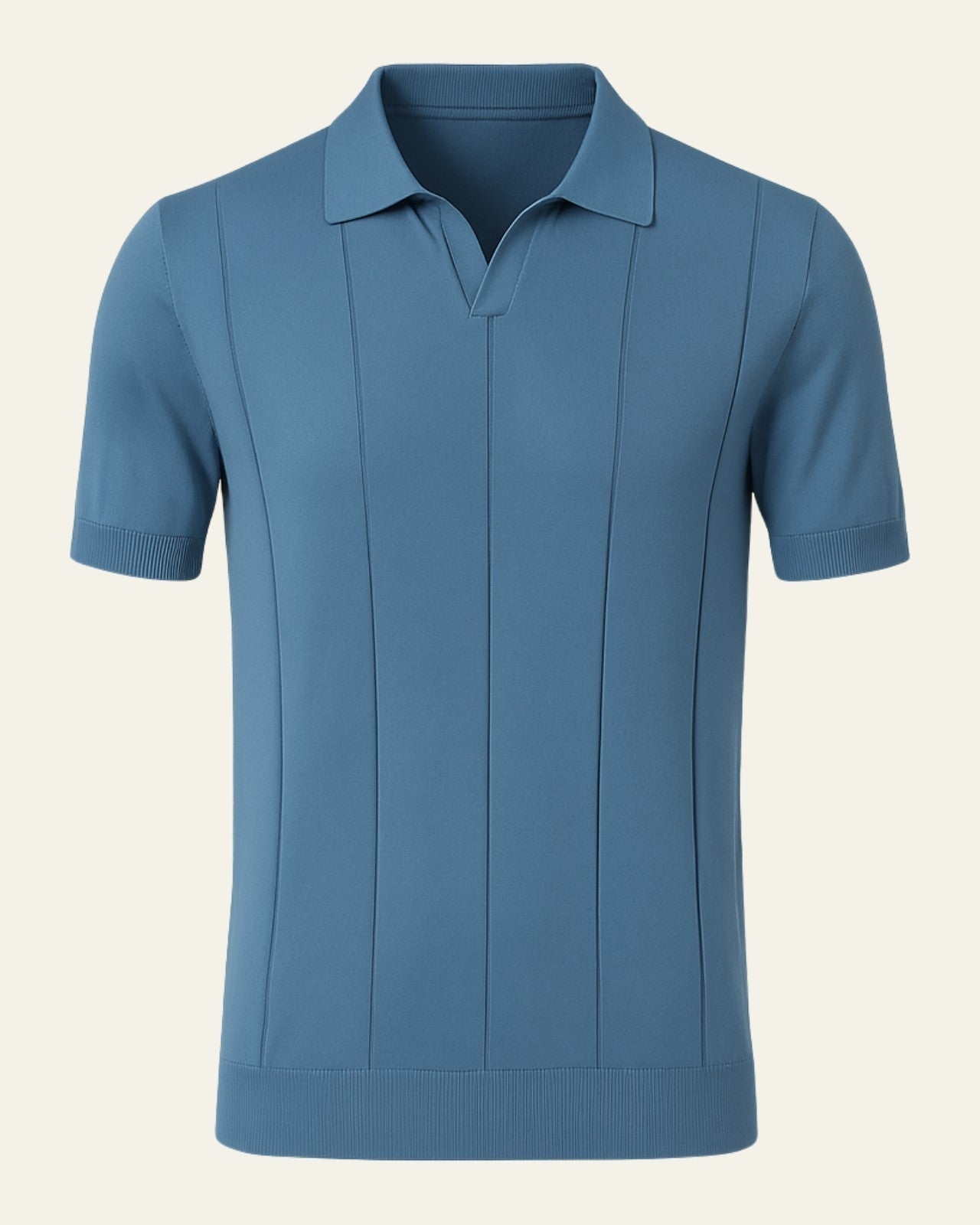 Polo Uomo | Maglia a Coste & Colletto Aperto Senza Bottoni