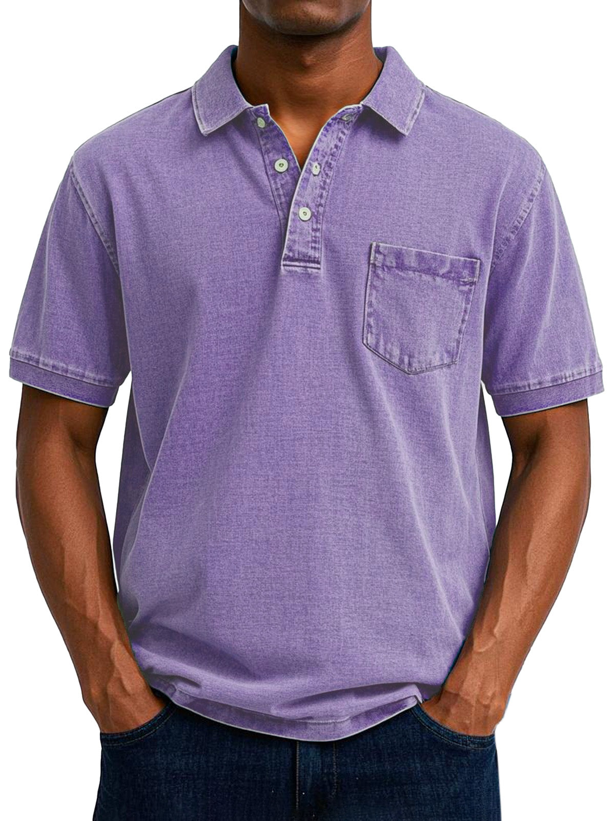 Polo Uomo Vintage | Effetto Denim Lavato & Taschino sul Petto