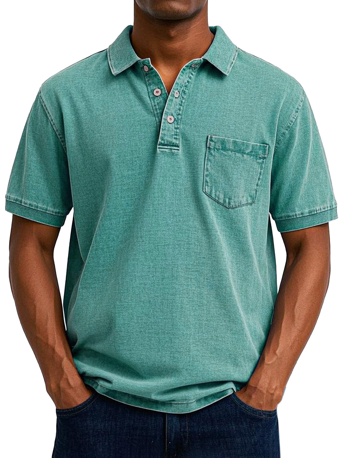 Polo Uomo Vintage | Effetto Denim Lavato & Taschino sul Petto