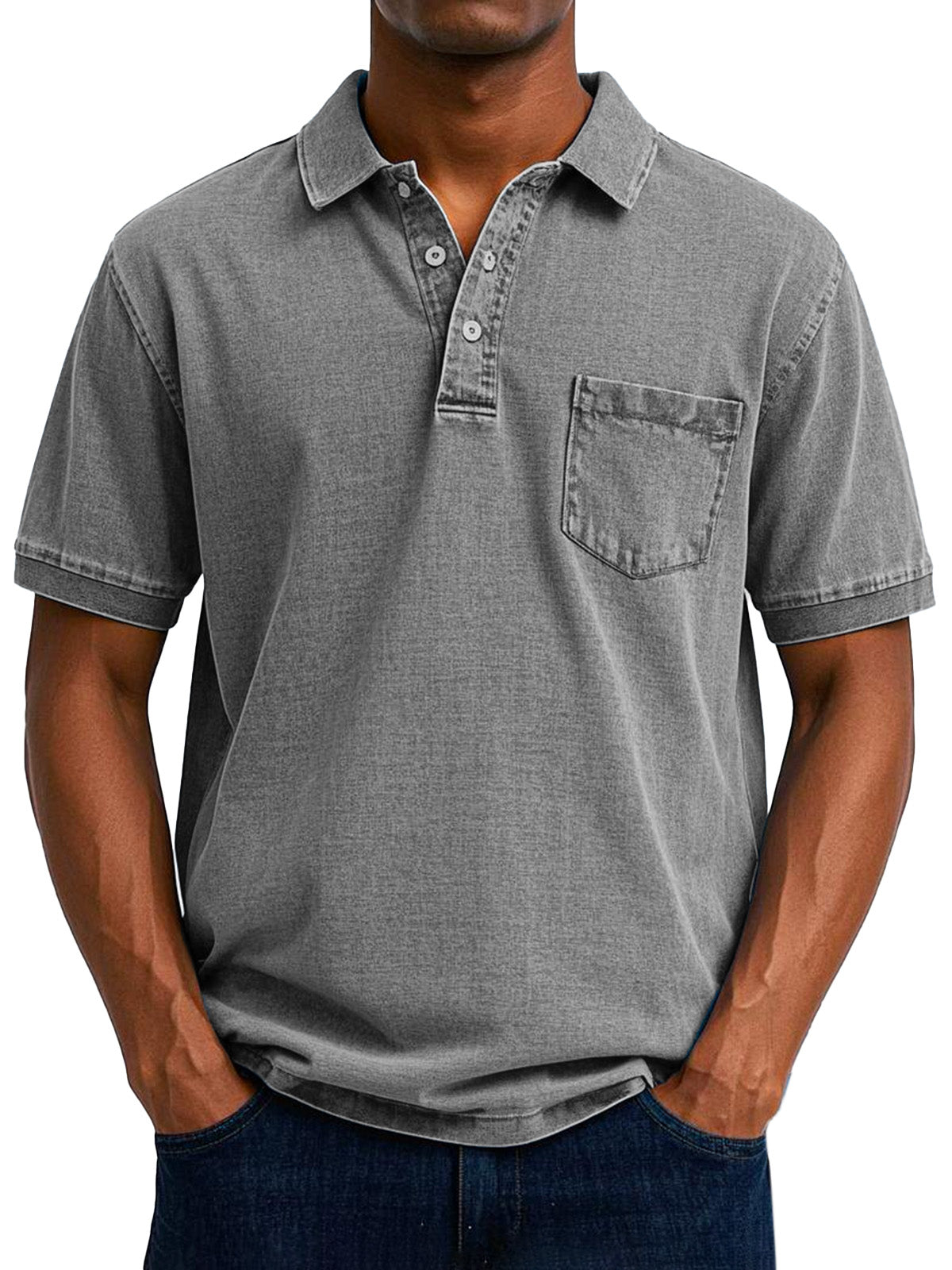 Polo Uomo Vintage | Effetto Denim Lavato & Taschino sul Petto