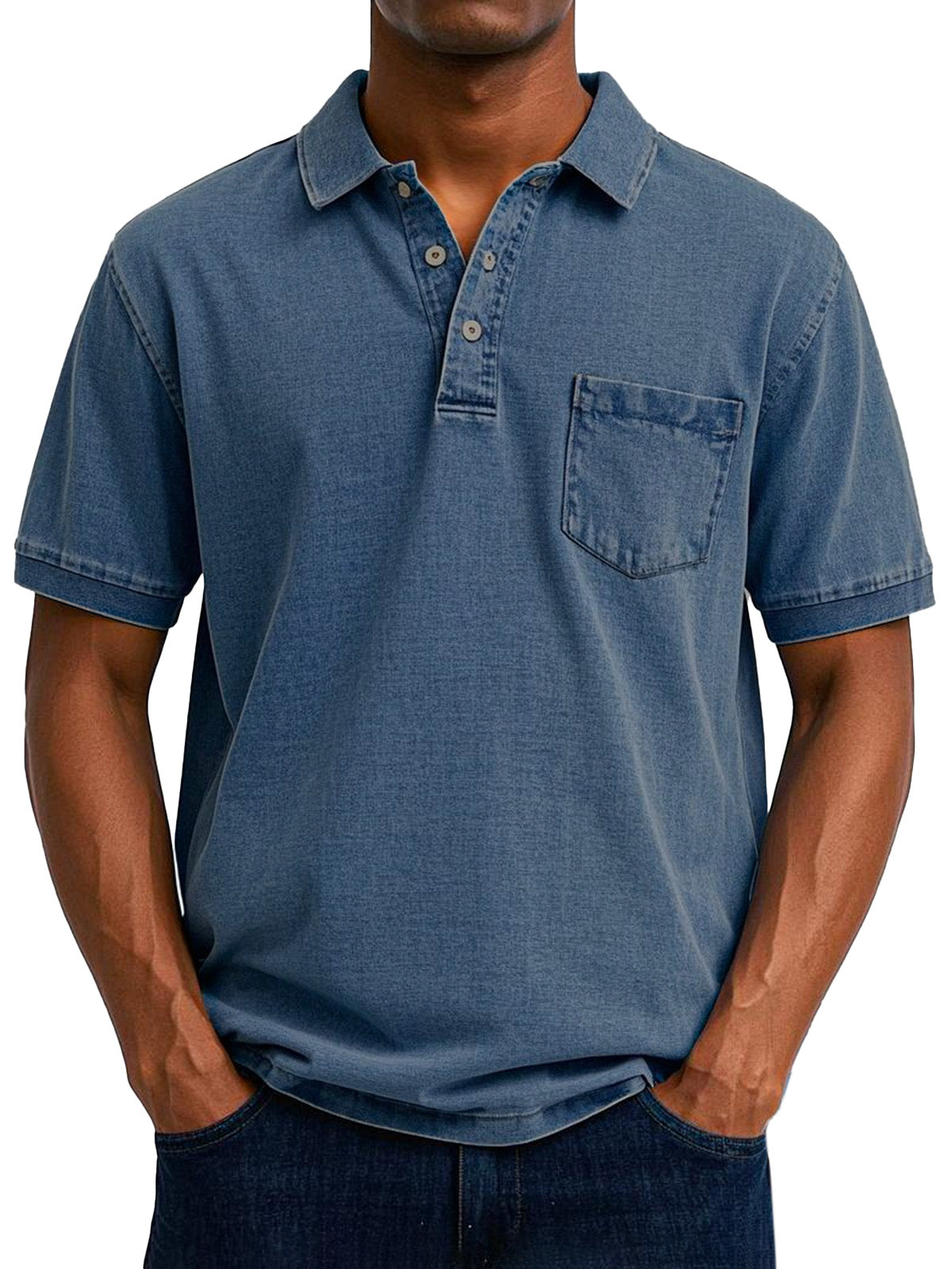 Polo Uomo Vintage | Effetto Denim Lavato & Taschino sul Petto