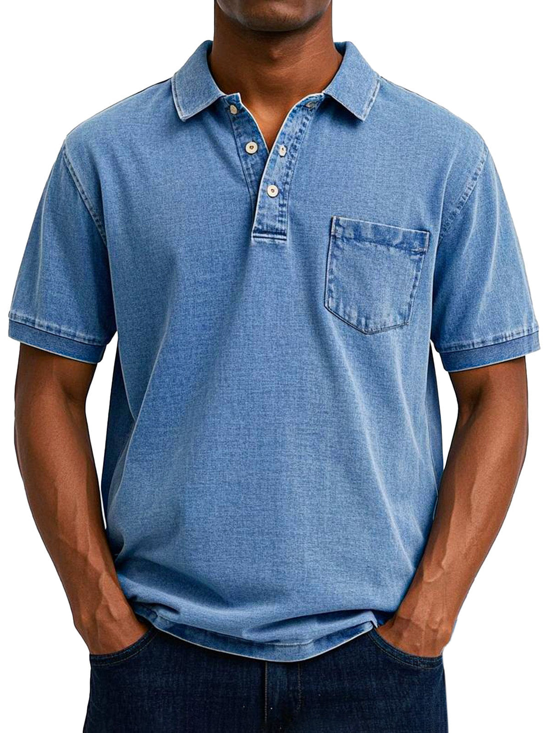 Polo Uomo Vintage | Effetto Denim Lavato & Taschino sul Petto