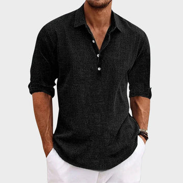 Polo Uomo a Maniche Lunghe | Colletto Polo & Apertura a Tre Bottoni