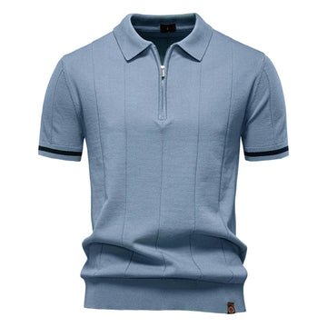 Polo Uomo | in Maglia con Zip & Righe Verticali a Contrasto