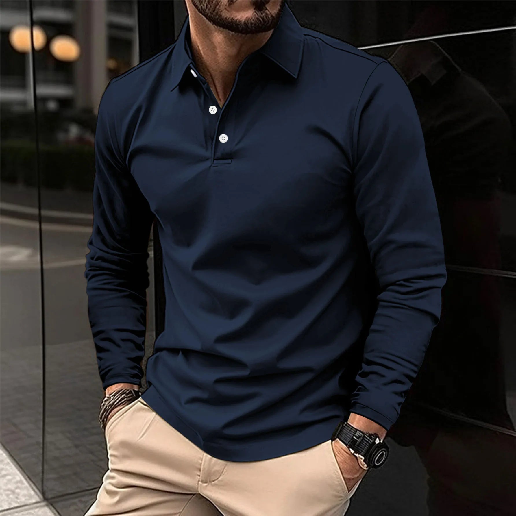 Polo da uomo slim fit a maniche lunghe I Ideale per tutte le stagioni 1
